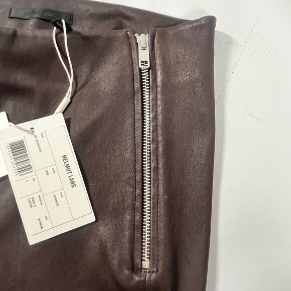 HELMUT LANG Womens Zip Lamb Leather Pants Wine Brown Size 2 (MSRP $1,095) NWT - Picture 5 of 16